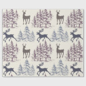 Rustic Winter Trees And Deer Cadeaupapier (Vlak)