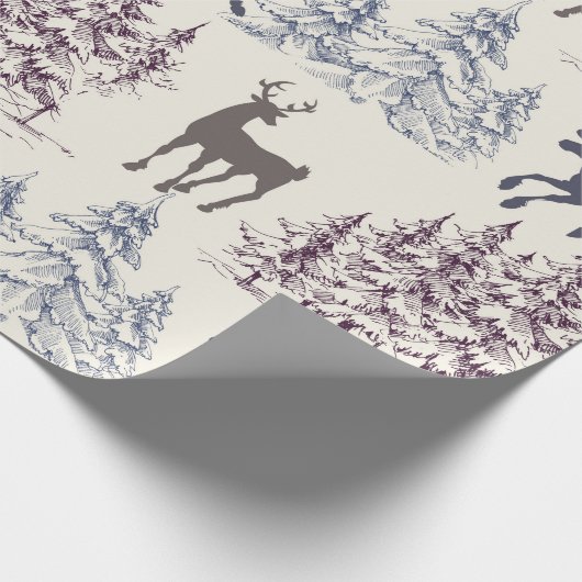 Rustic Winter Trees And Deer Cadeaupapier (Hoek)