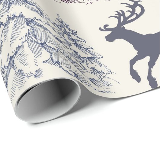 Rustic Winter Trees And Deer Cadeaupapier (Rol Hoek)