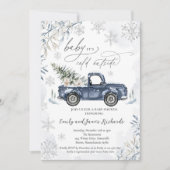 Rustic Winter Truck Snowflake Baby shower Kaart (Voorkant)