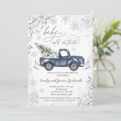 Rustic Winter Truck Snowflake Baby shower Kaart (Staand voorkant)