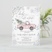 Rustic Winter Truck Snowflake Baby shower Kaart (Staand voorkant)