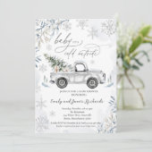 Rustic Winter Truck Snowflake Baby shower Kaart (Staand voorkant)