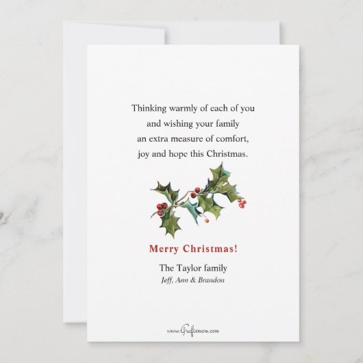 Rustic Winter Village met Holly Feestdagenkaart (Achterkant)