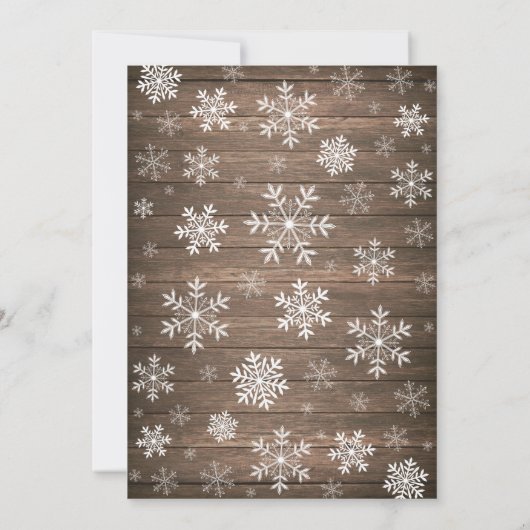 Rustic Winter Vrijgezellenfeest Snowflake Invitati Kaart (Achterkant)