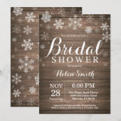 Rustic Winter Vrijgezellenfeest Snowflake Invitati Kaart (Voorkant / Achterkant)