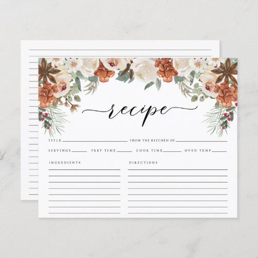 Rustic Winter Waterverf Vrijgezellenfeest Recipe K (Voorkant / Achterkant)