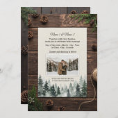 Rustic winter wedding invitation with photo kaart (Voorkant / Achterkant)