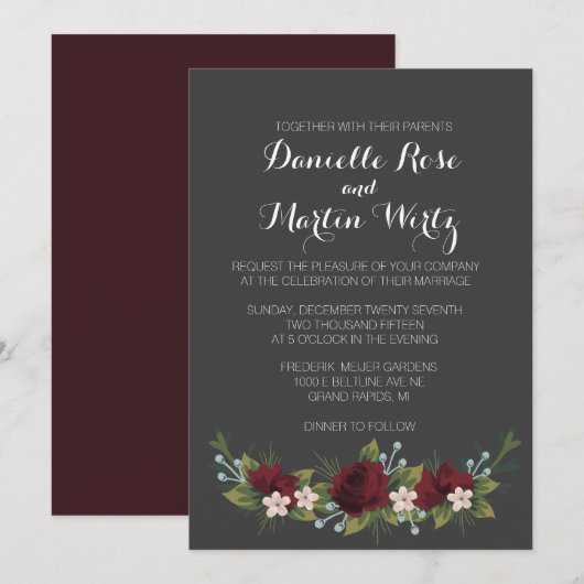 Rustic Winter Wedding Invite Kaart (Voorkant / Achterkant)