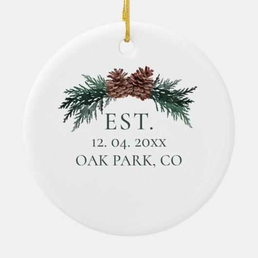 Rustic Winter Wedding Ornament Pinecone Bough (Achterkant)