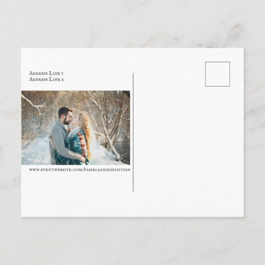 Rustic Winter Wedding Save-the-Date Photo Briefkaa Briefkaart (Achterkant)