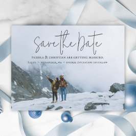 Rustic Winter Wedding Save-the-Date Photo Briefkaa Briefkaart