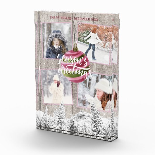 Rustic Winter Wonderland Barn Wood Foto Collage (Rechts)