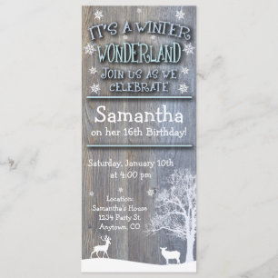 Rustic Winter Wonderland Birthday Uitnodiging