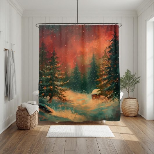 Rustic Winter Wonderland Christmas Shower Curtain Douchegordijn