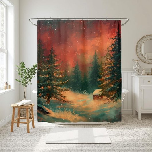 Rustic Winter Wonderland Christmas Shower Curtain Douchegordijn
