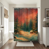 Rustic Winter Wonderland Christmas Shower Curtain Douchegordijn
