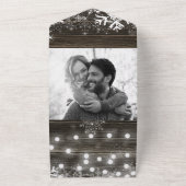 Rustic Winter Wonderland Snowflakes Wedding All In One Uitnodiging (Buitenkant)
