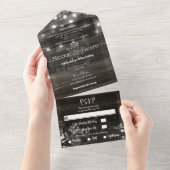 Rustic Winter Wonderland Snowflakes Wedding All In One Uitnodiging (Afscheurbaar)