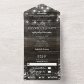Rustic Winter Wonderland Snowflakes Wedding All In One Uitnodiging (Binnen)