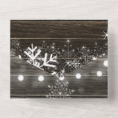 Rustic Winter Wonderland Snowflakes Wedding All In One Uitnodiging (Achterkant)