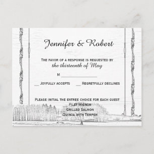 Rustic Winter Wonderland Wedding RSVP Briefkaart