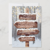 Rustic Winter Wonderland Woodland Lights Wedding Kaart (Voorkant)