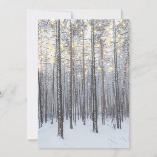 Rustic Winter Wonderland Woodland Lights Wedding Kaart (Achterkant)