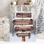 Rustic Winter Wonderland Woodland Lights Wedding Kaart