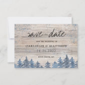 Rustic Winter Wood Waterverf Forest Save the Date (Voorkant)