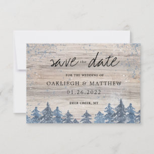 Rustic Winter Wood Waterverf Forest Save the Date