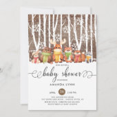 Rustic Winter Woodland Animals Baby shower Kaart (Voorkant)