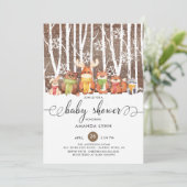 Rustic Winter Woodland Animals Baby shower Kaart (Staand voorkant)