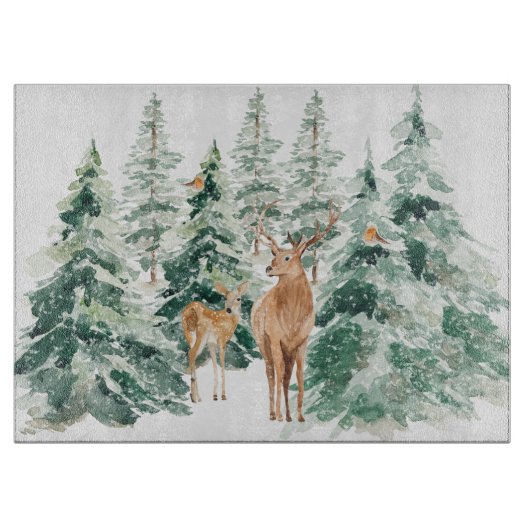 Rustic Winter Woodland Animals Snijplank (Voorkant)