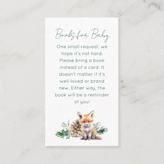 Rustic Winter Woodland Baby shower Boek aanvragen Informatiekaartje (Voorkant)