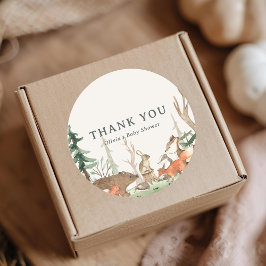 Rustic Winter Woodland Baby Shower Favor Ronde Sticker