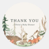 Rustic Winter Woodland Baby Shower Favor Ronde Sticker (Voorkant)
