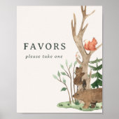 Rustic Winter Woodland Baby Shower Favor Sign Poster (Voorkant)