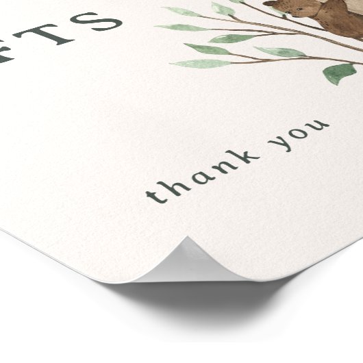 Rustic Winter Woodland Baby Shower Gift Sign Poster (Hoek)