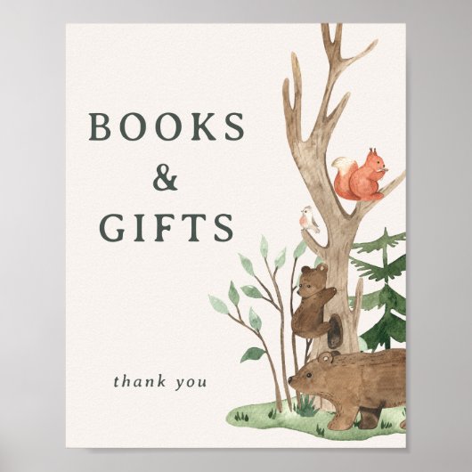 Rustic Winter Woodland Baby Shower Gift Sign Poster (Voorkant)