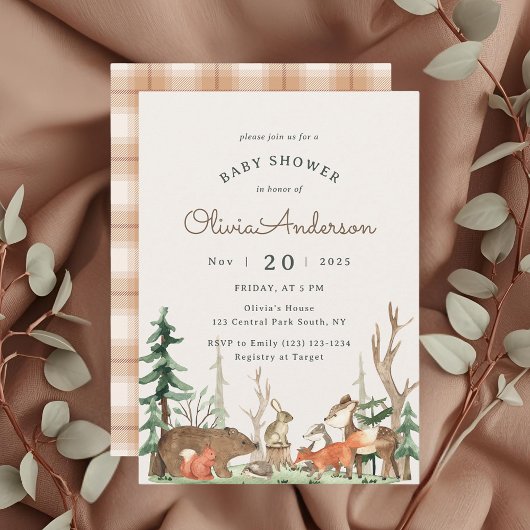 Rustic Winter Woodland Baby Shower Kaart