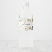 Rustic Winter Woodland Baby Shower Waterfles Etiket (Voorkant)