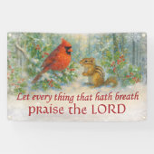 Rustic Winter Woodland Cardinal Chipmunk Scripture Spandoek (Horizontaal)
