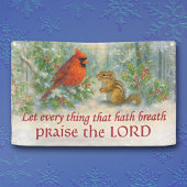 Rustic Winter Woodland Cardinal Chipmunk Scripture Spandoek