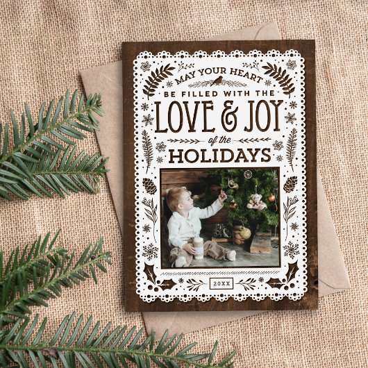 Rustic Winter Woodland Cutout Holiday Feestdagenkaart