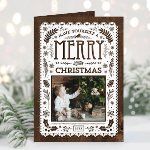 Rustic Winter Woodland Cutout kerstfotokaart Feestdagen Kaart