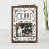Rustic Winter Woodland Cutout kerstfotokaart Feestdagen Kaart (Voorkant)