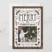 Rustic Winter Woodland Cutout kerstfotokaart Feestdagenkaart (Voorkant)