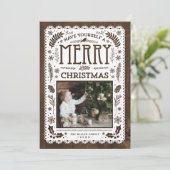 Rustic Winter Woodland Cutout kerstfotokaart Feestdagenkaart (Staand voorkant)