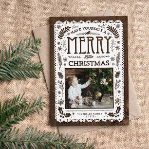 Rustic Winter Woodland Cutout kerstfotokaart Feestdagenkaart